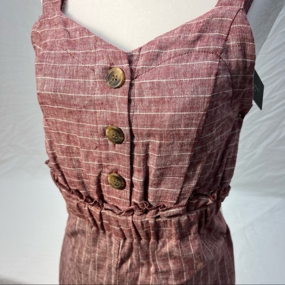 Romeo & Juliet Couture NWT Button Linen Jumpsuit wide leg lagenlook striped S - Picture 5 of 14